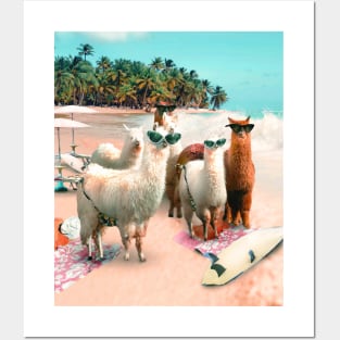 Funny Llama Beach Posters and Art